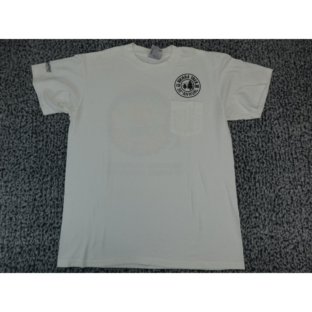 Vintage 1996 Sierra‎ Trek 30th Annual Oneita Pocket T-Shirt White Mens Large USA